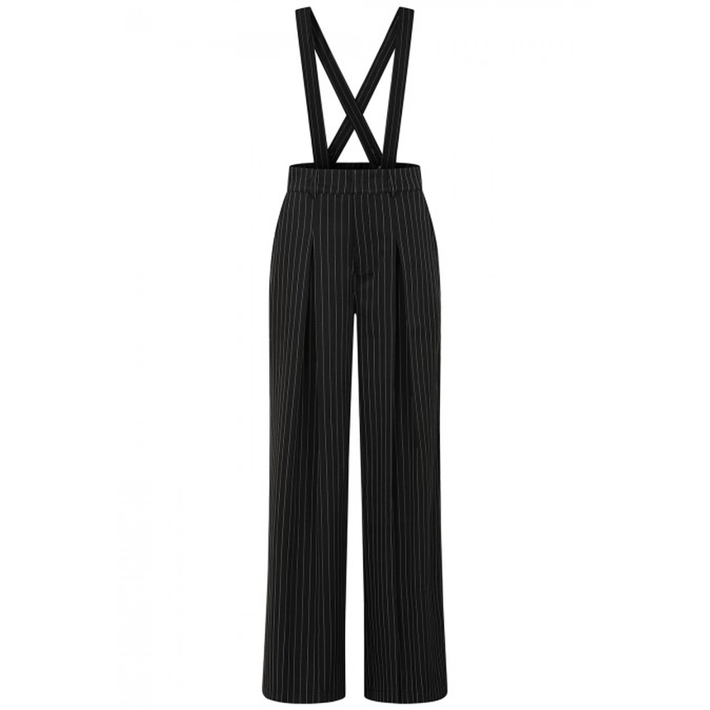 Banned - Pin Stripe Goals Wijde broek - Zwart